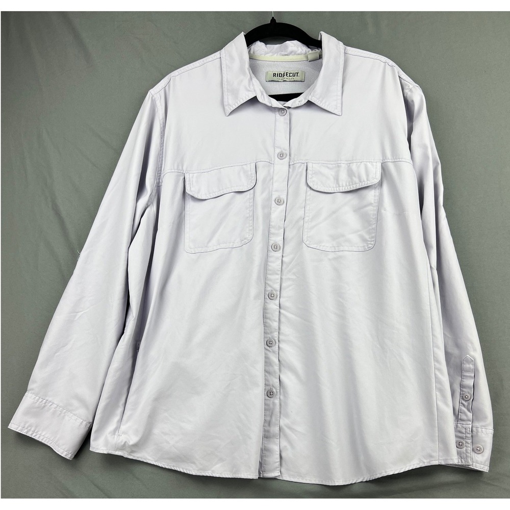 Ridgecut Button Down Shirt Men 2X Long Sleeve Lavender Ripstop Utility Excellent